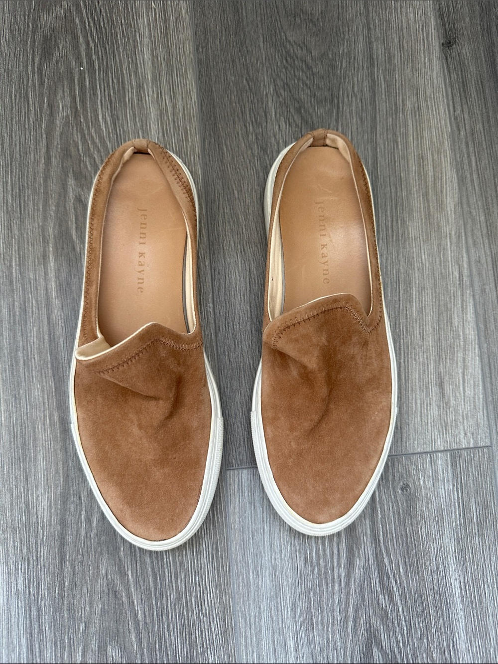Jenni Kayne Brown Suede Slip-On Loafers with White Sole